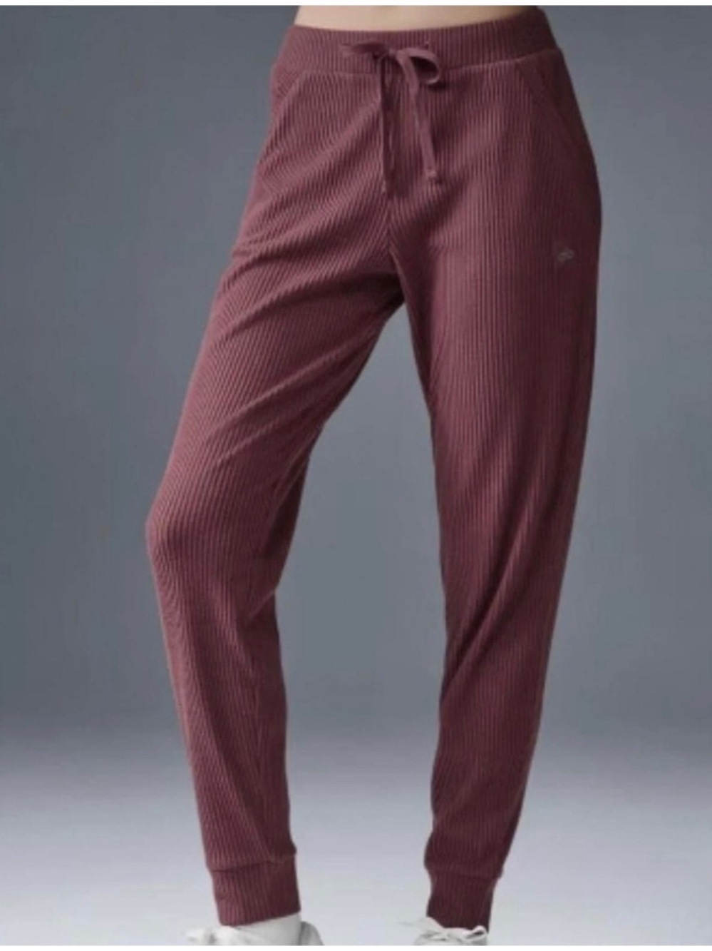 Alo Yoga Women’s Sz L Muse Sweatpants High Rise Ribbed Burgundy Truffle